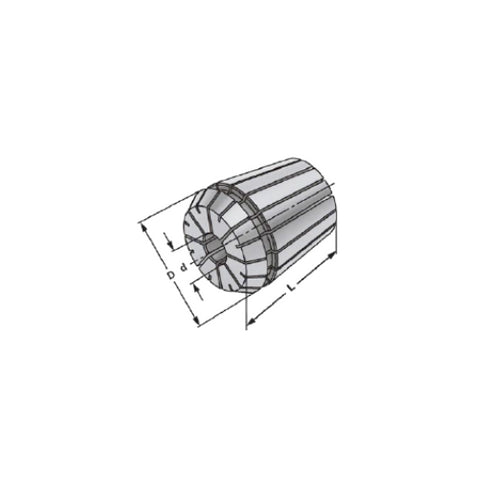 Collet DIN 6499 B (ISO 15488 B) ER 16 System Dimensions